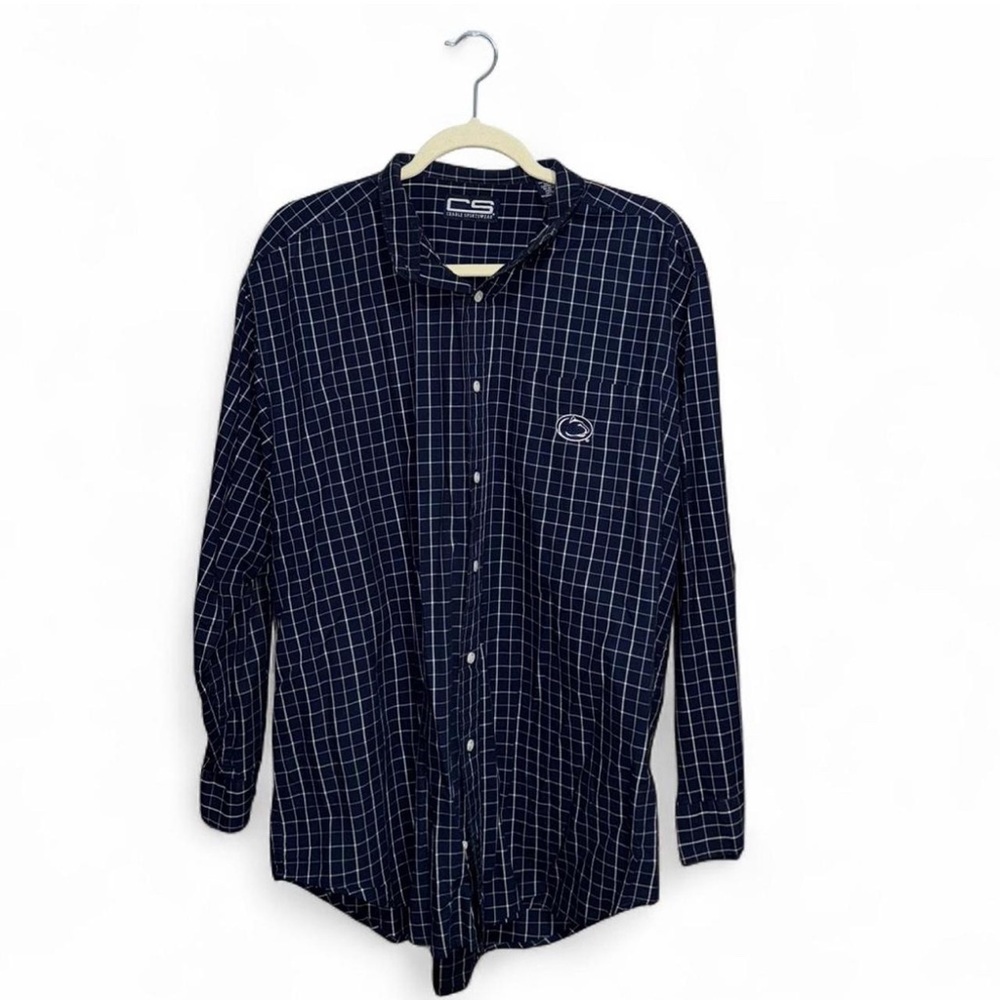 Crable Sportswear Men’s Navy Blue Penn State Button Down Dress Shirt Size Large